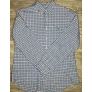 Ralph‎ Lauren Shirt Mens Large Blue Plaid Oxford Long Sleeve